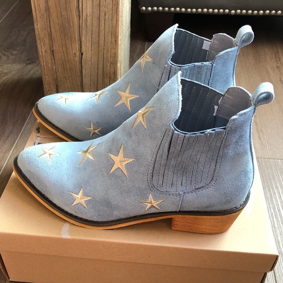 Size 6 Last Pair⚡️Stars Blue Suede Booties - Picture 4 of 7